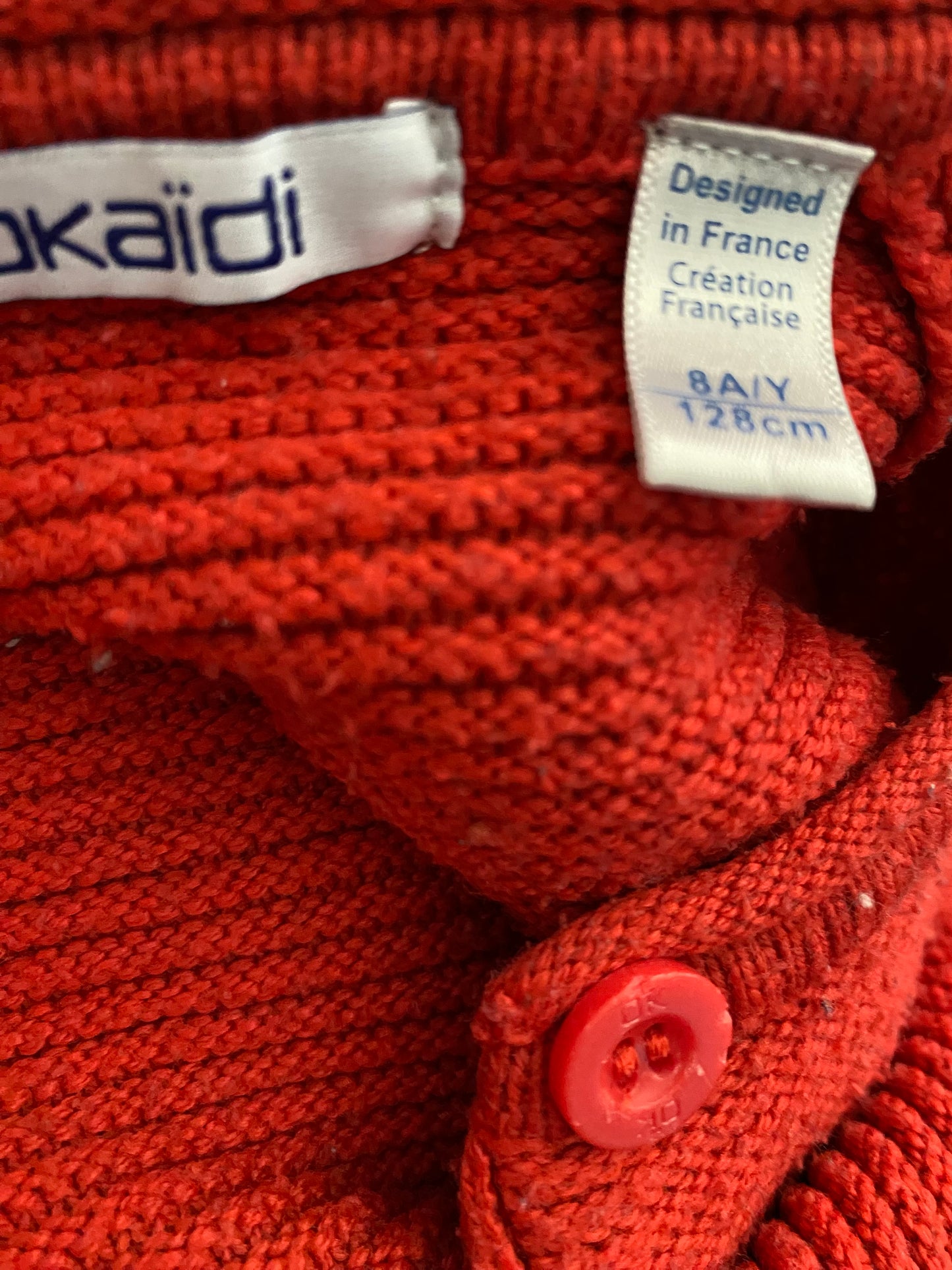 🧥 Gilet rouge – Okaïdi – 8 ans