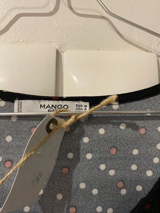 robe droite noire à pois rouge & blanc – mango – taille m