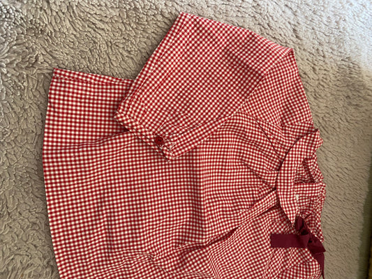 🎀 Blouse rouge et blanche avec nœud – Jacadi – 18 mois