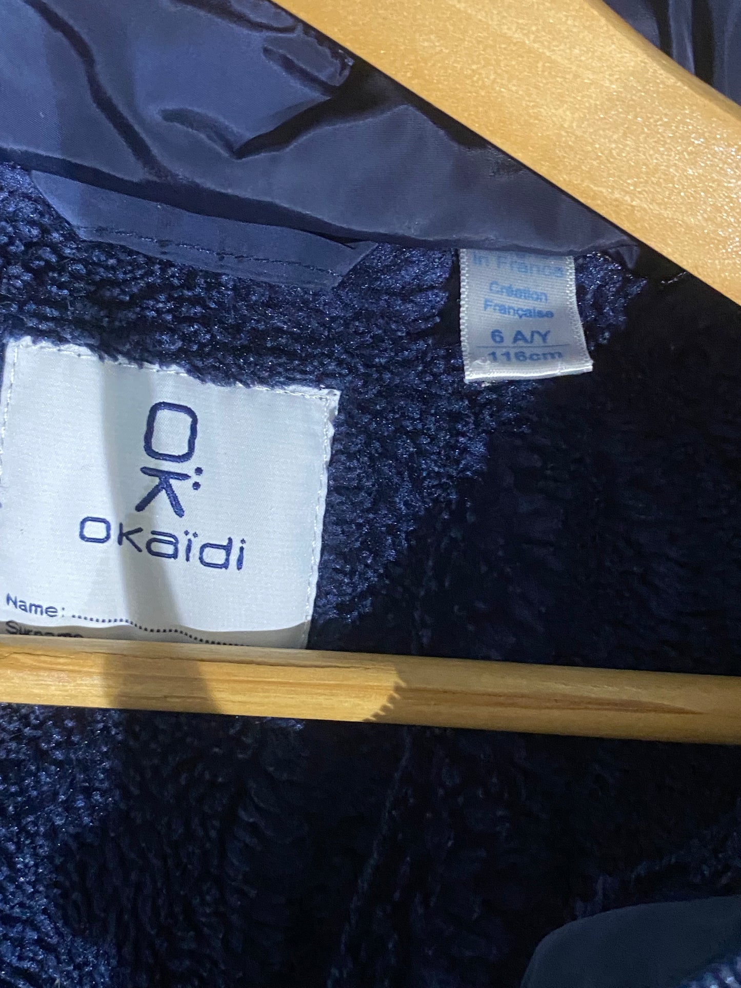 🧥 Manteau marine intérieur fourrure – Obaïbi – 6 ans