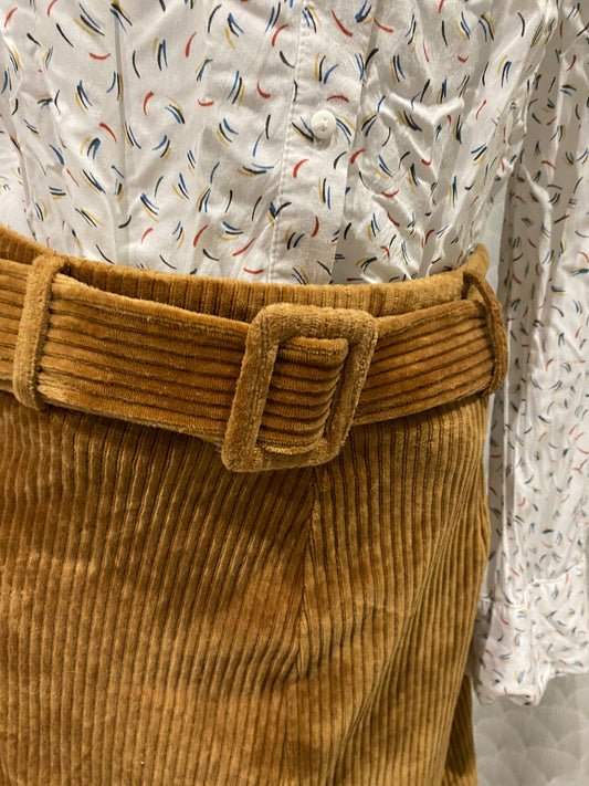 Jupe marron à ceinture – Effet velours côtelé – T36/38