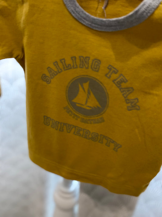 T-shirt moutarde et gris – 3 mois – Petit Bateau