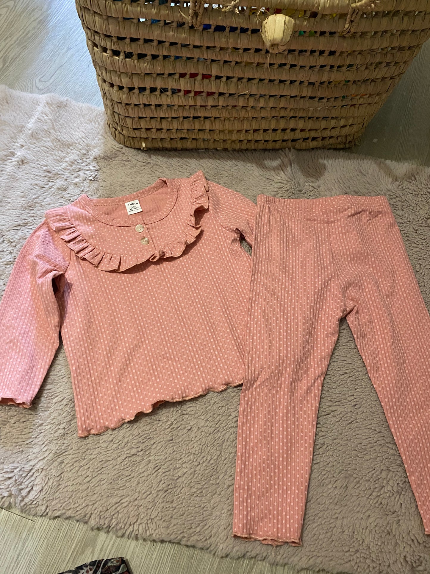 Ensemble bébé fille 12/18 mois – rose à pois – SHEIN – Neuf avec étiquette
