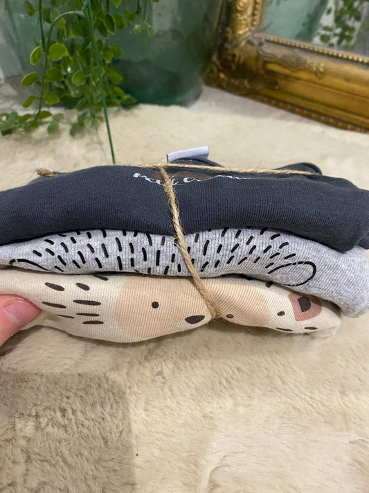 Lot de 3 bodies bébé beige & gris – Manches longues – 9 mois – Petit Bateau