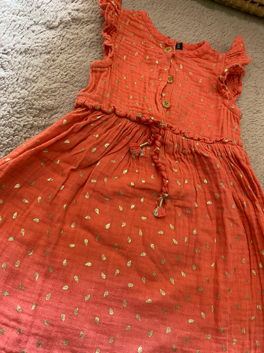 ✨ Robe gaze de coton avec déco dorée – In Extenso – 2 ans