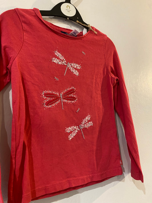 T-shirt fuchsia manches longues papillons – Okaïdi – 4 ans 🩷🦋