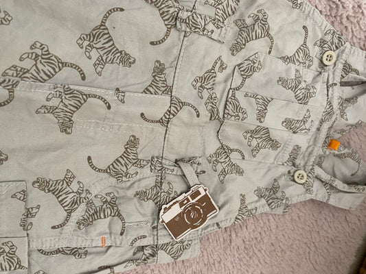 🐯 Salopette beige motif tigre – 3 mois – sans marque