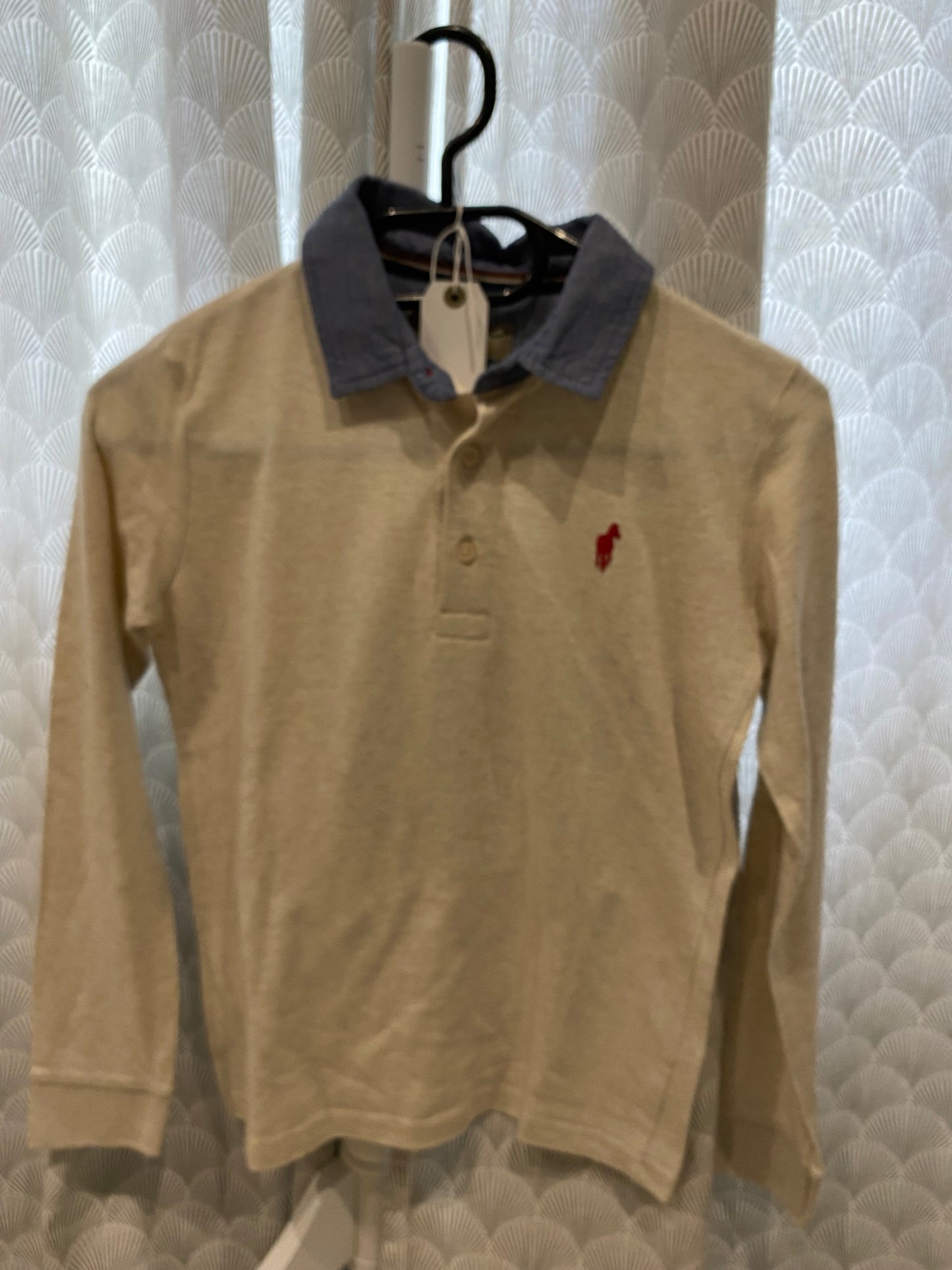 Polo beige à col bleu – 10 ans – Gentlemen Farmer