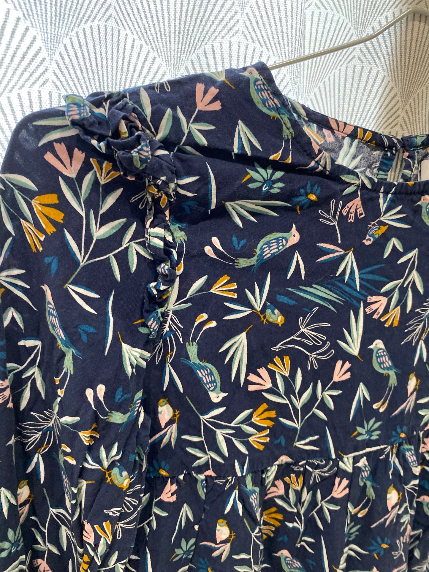 Blouse bleue motif tropical – 8 ans – Gémo