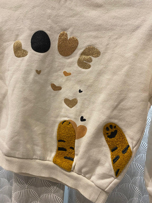 Sweat crème “LOVE” avec patte de tigre – 6 ans – Kiabi