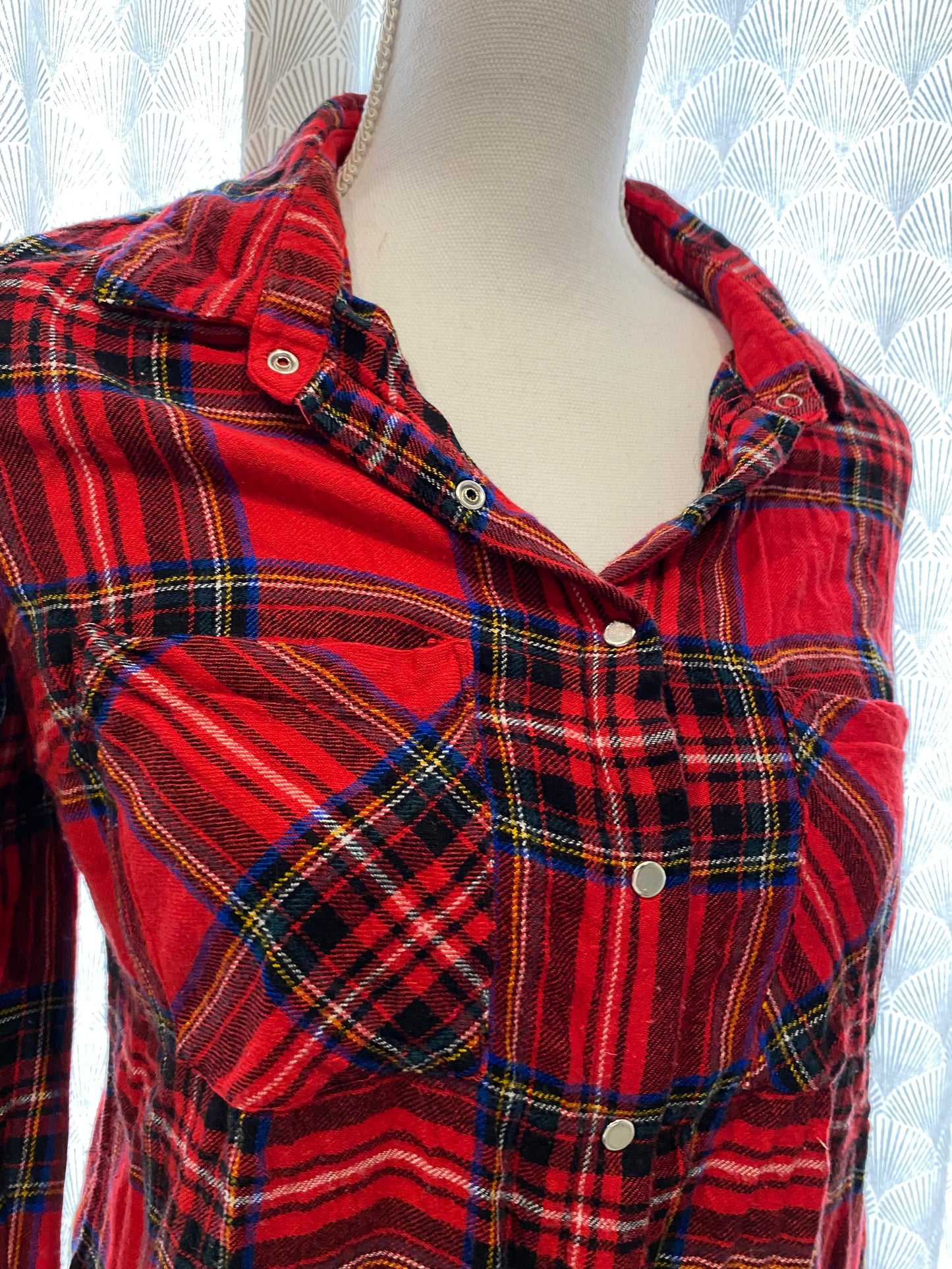 Chemise effet bûcheronne rouge à carreaux – Pimkie – 38
