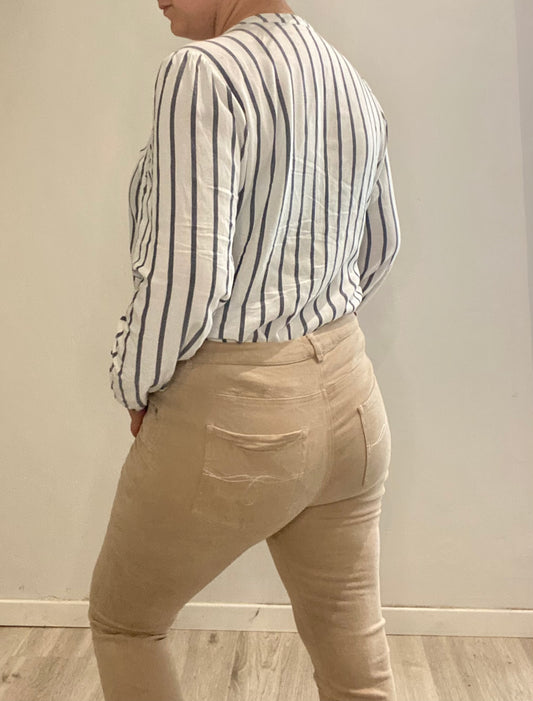 Pantalon slim beige
