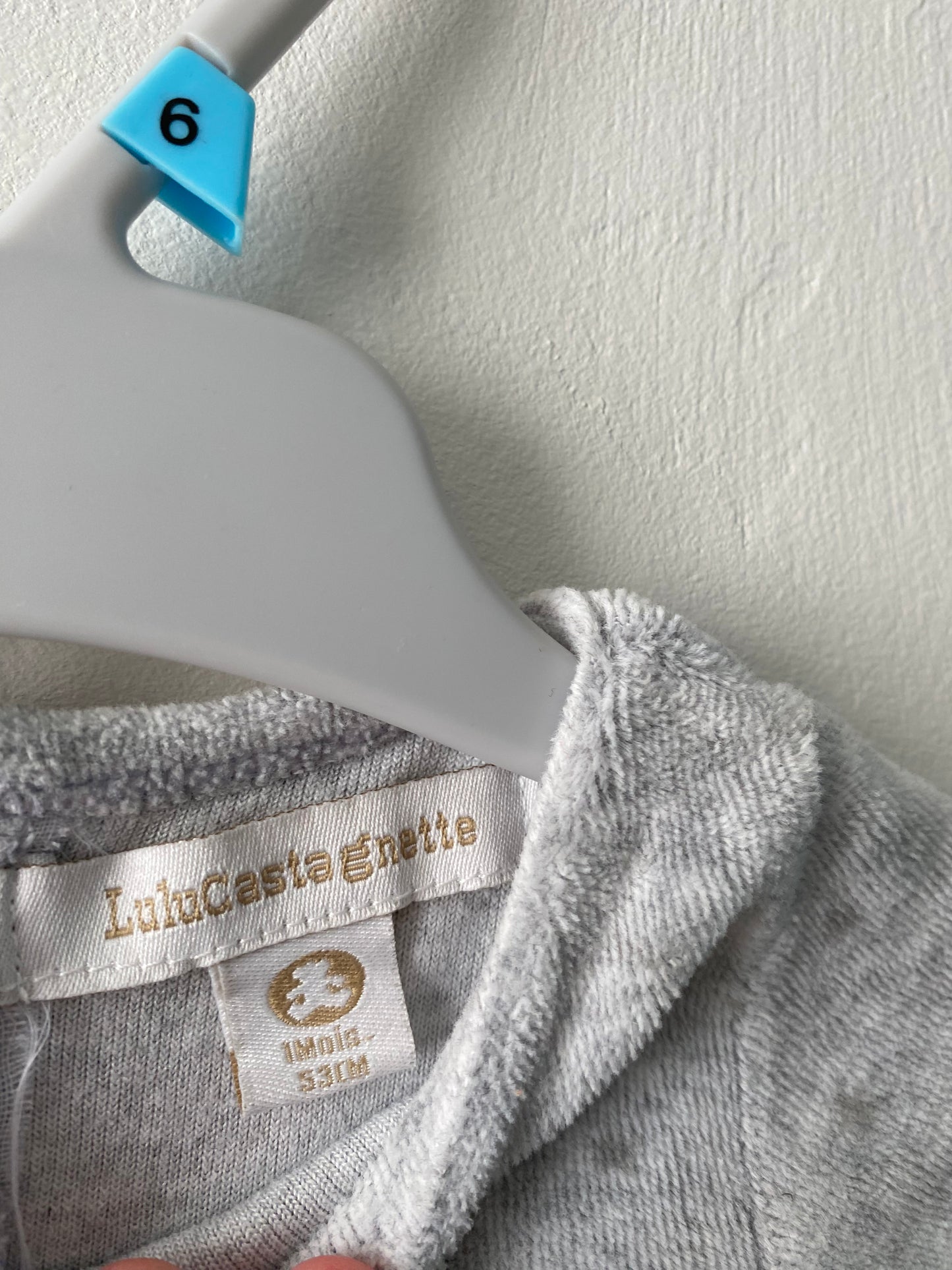 Pyjama bébé 1 pièce velours gris – 1 mois – Lulu Castagnette