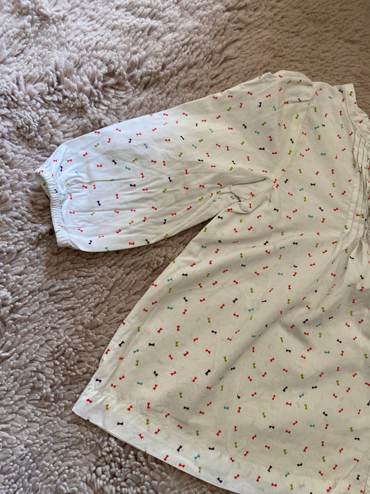 🤍 Blouse blanche à motifs multicolores – DPAM – 6 mois