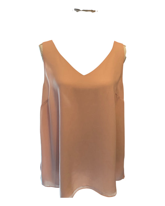👚 Débardeur femme 44 – Wallis – rose poudré – décolleté en V – chic & fluide