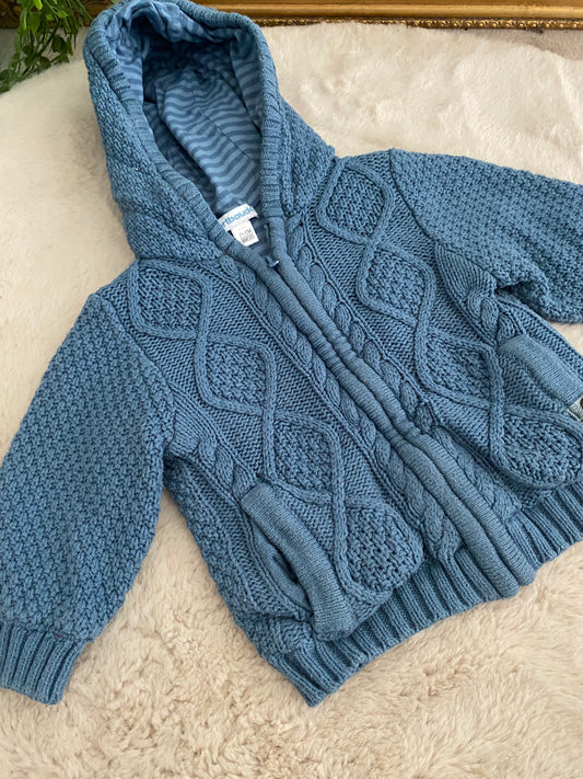 Gilet torsadé zippé bleu – 9 mois VERTBAUDET