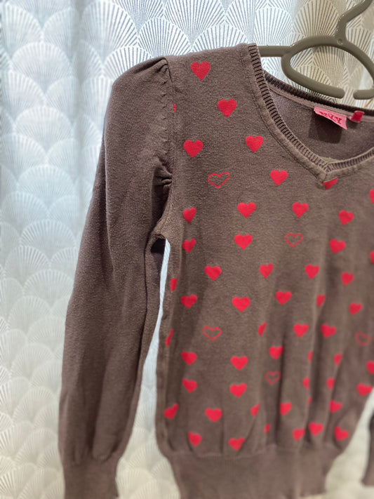 Pull gris à cœur rose – 10 ans – Ancienne collection NKY