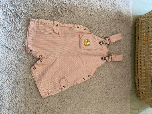 🔴 Salopette short rouge rayé – 3 mois – sans marque