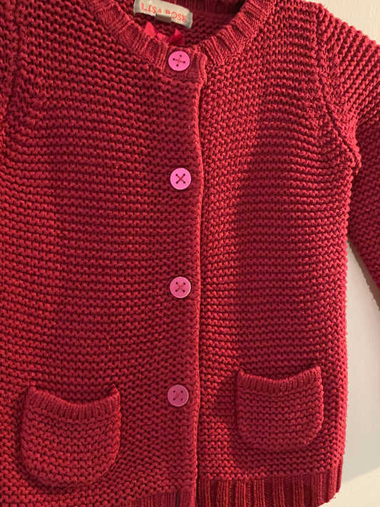 Gilet épais enfant fuchsia col rond – 4 ans – Lisa Rose