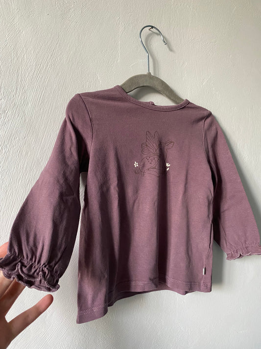 T-shirt manches longues prune In Extenso motif biche - 18 mois