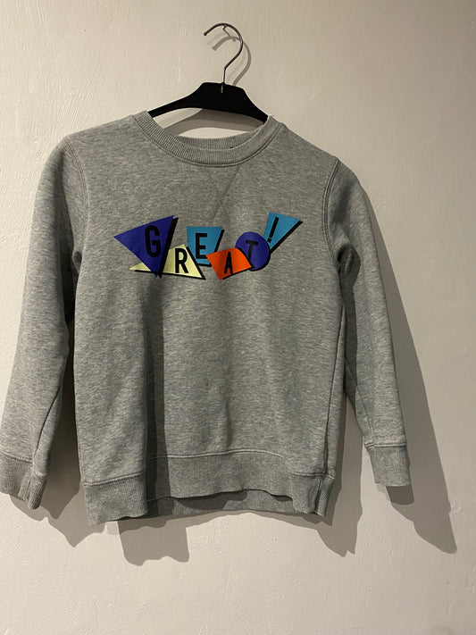 Sweat IKKS “GREAT” – Gris & lettres multicolores – 8 ans