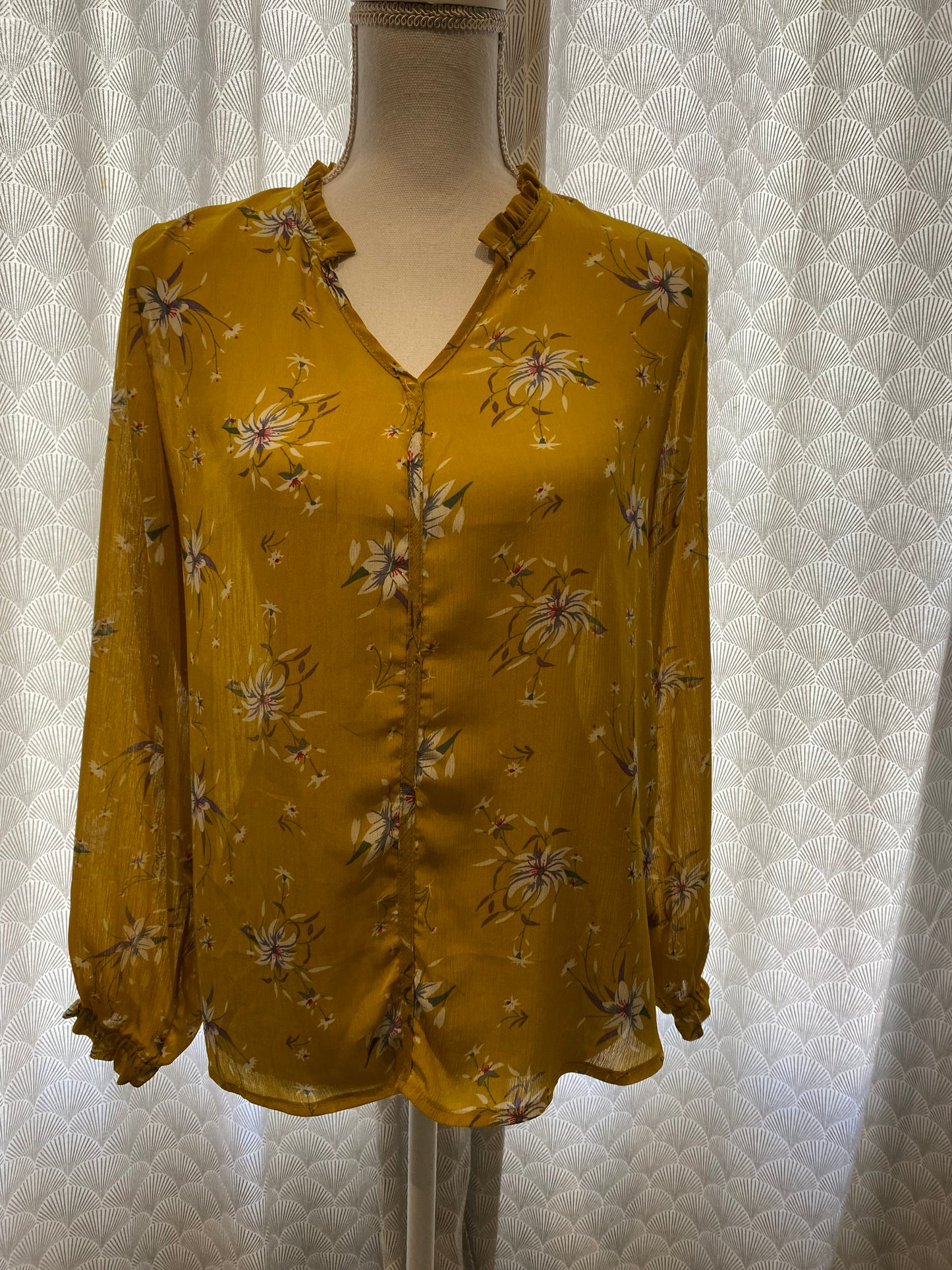 Blouse jaune à motifs transparents – Season – taille M