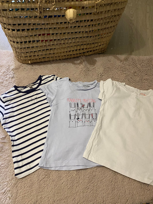 👕 Lot 3 t-shirts bébé 24 mois – Kimbaloo – Très bon état