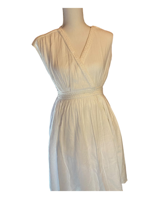 🤍 Robe blanche effet gaze de coton – taille 36 – manches courtes – neuve avec étiquette