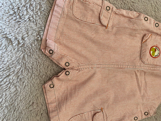 🔴 Salopette short rouge rayé – 3 mois – sans marque
