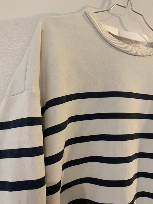 Sweat marinière Pull&Bear - Blanc cassé et bleu marine - Taille M