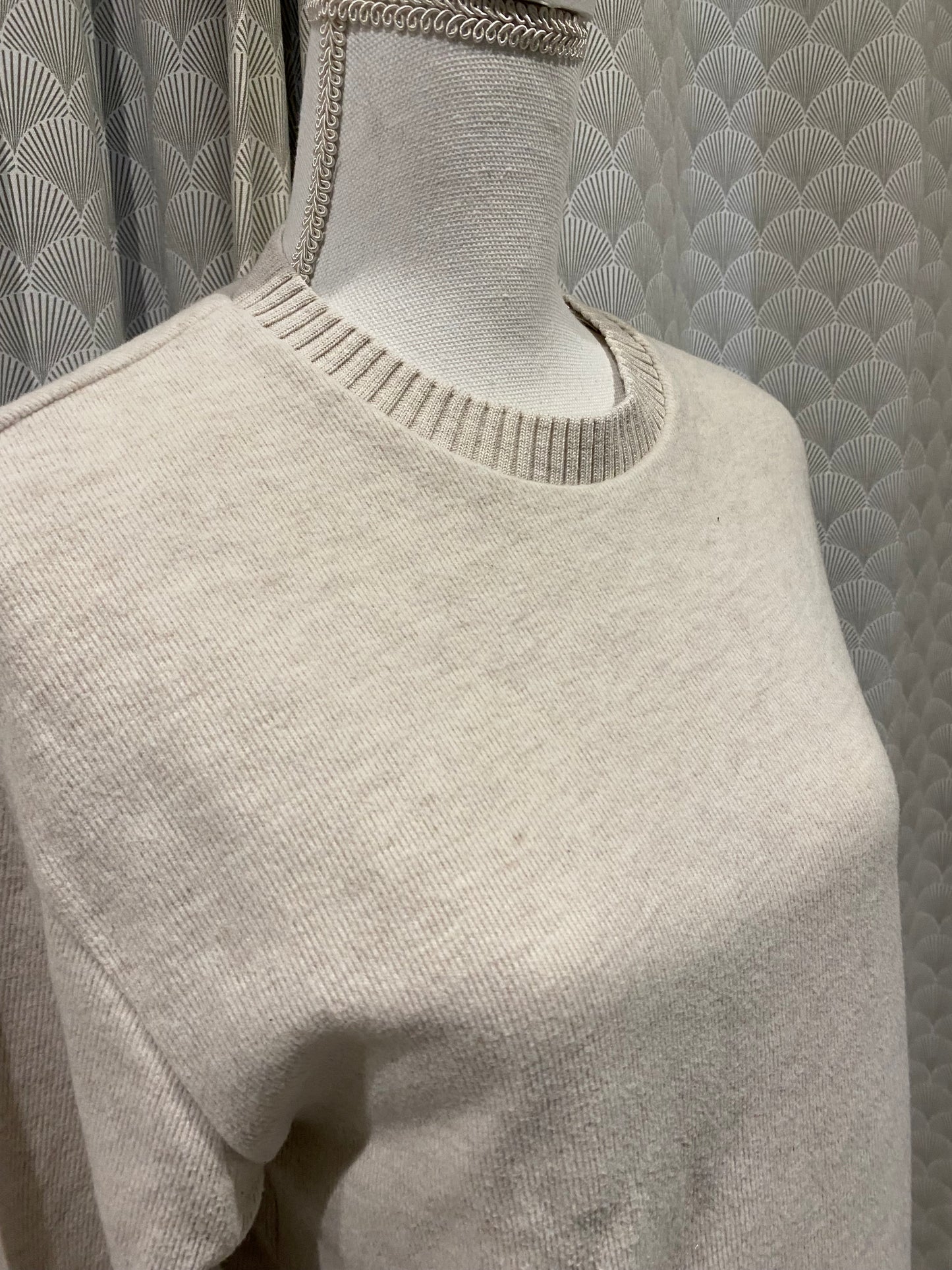 Pull beige col rond effet double – Zara – M