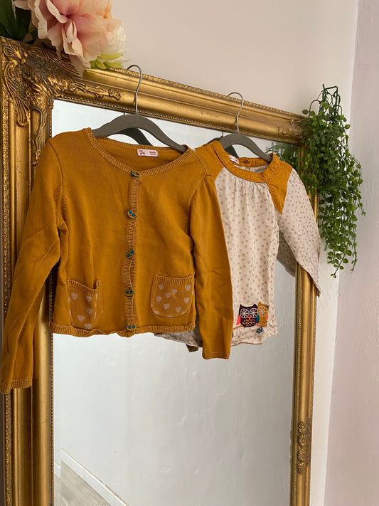 Ensemble jaune hibou 4 ans