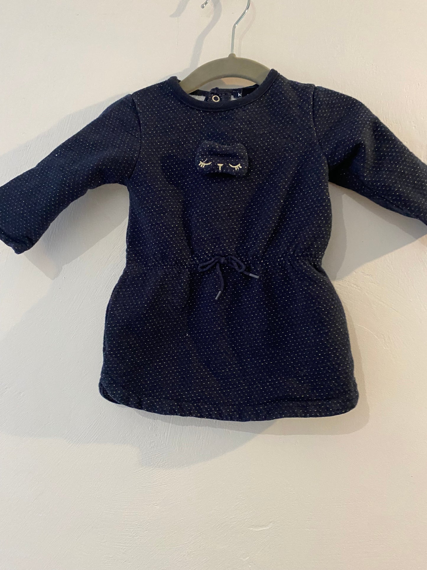 Robe molletonnée Kiabi - Marine à pois dorés - 6 mois