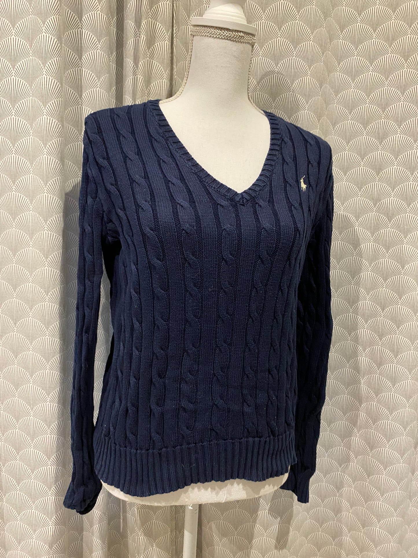 Pull marine torsadé col V – Ralph Lauren – T38