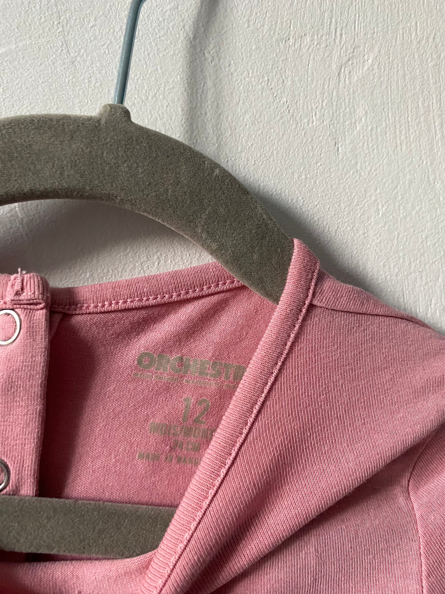 T-shirt manches longues rose Orchestra avec cœur doré - 12 mois