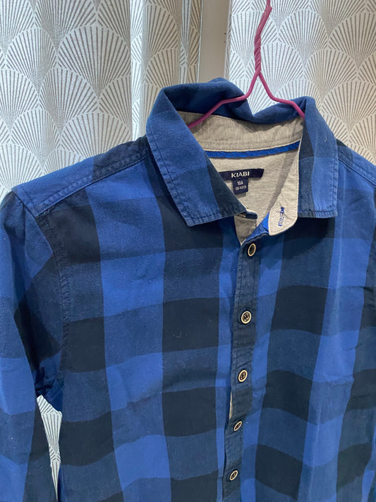 Chemise à carreaux noire et bleue – 10 ans – Kiabi