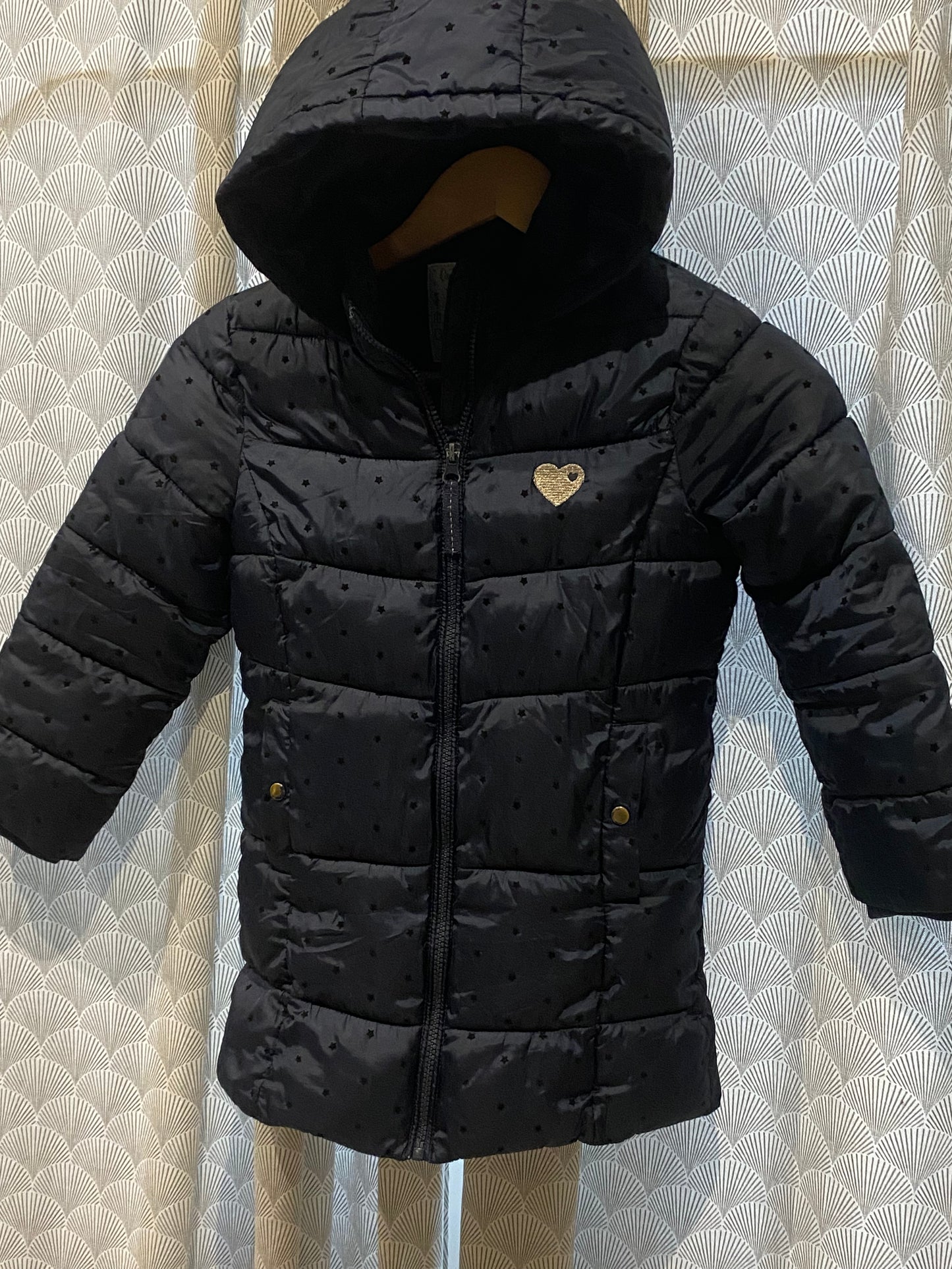 ❄️ Doudoune longue marine à capuche – Vertbaudet – 7 ans