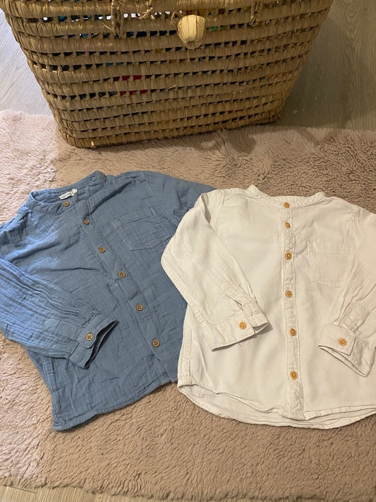👕 Lot 2 chemises bébé 18 mois – Gemo + Bout’chou – Effet lin & gaze de coton – Très bon état