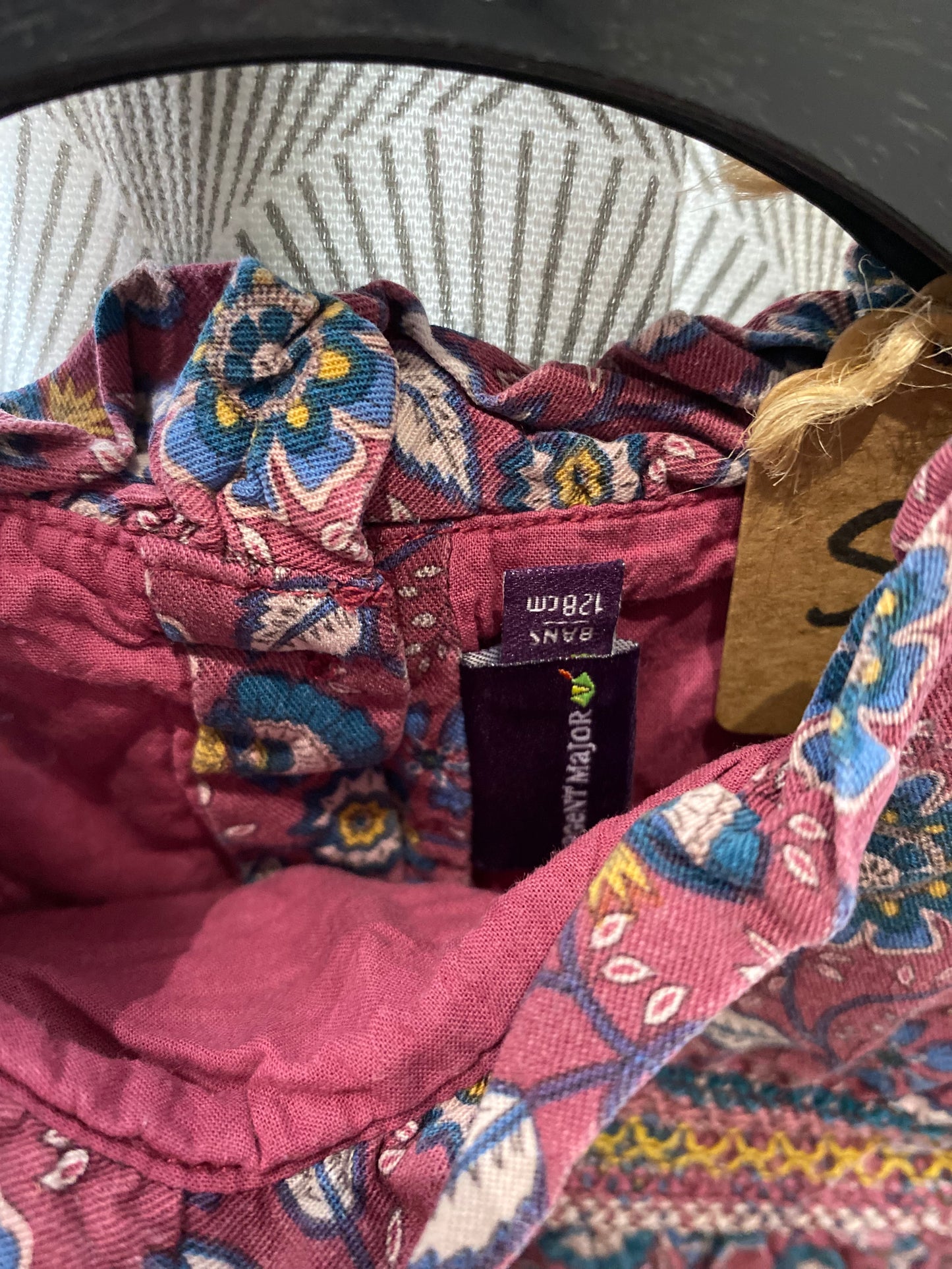 Blouse bordeaux à motifs fleurs col montant – 8 ans – Sergent Major