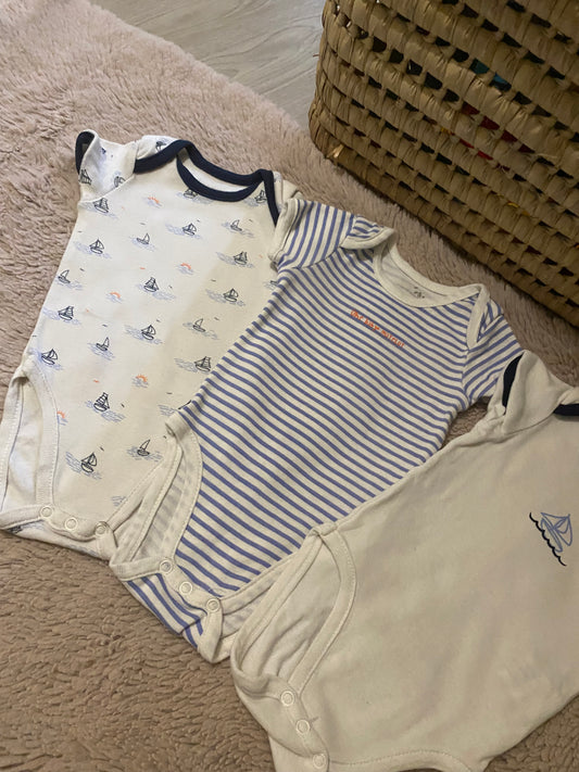 Lot 3 bodies manches courtes motif marin – Orchestra – 3 mois