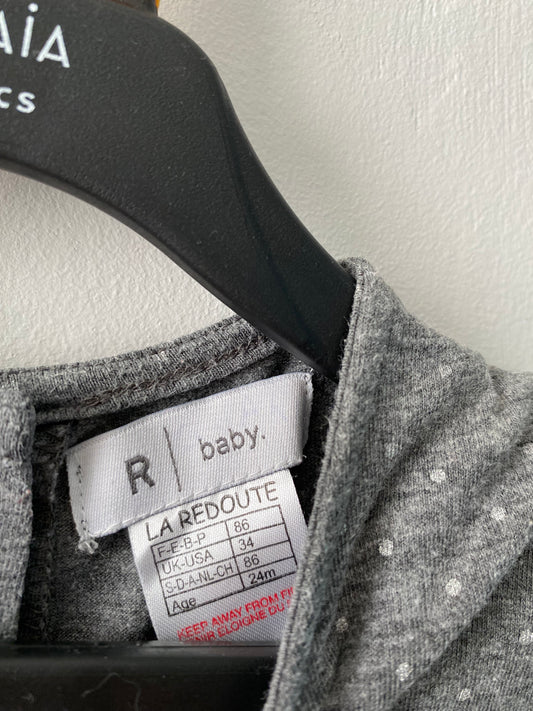 Haut gris à pois blancs manches longues – 24 mois – La Redoute