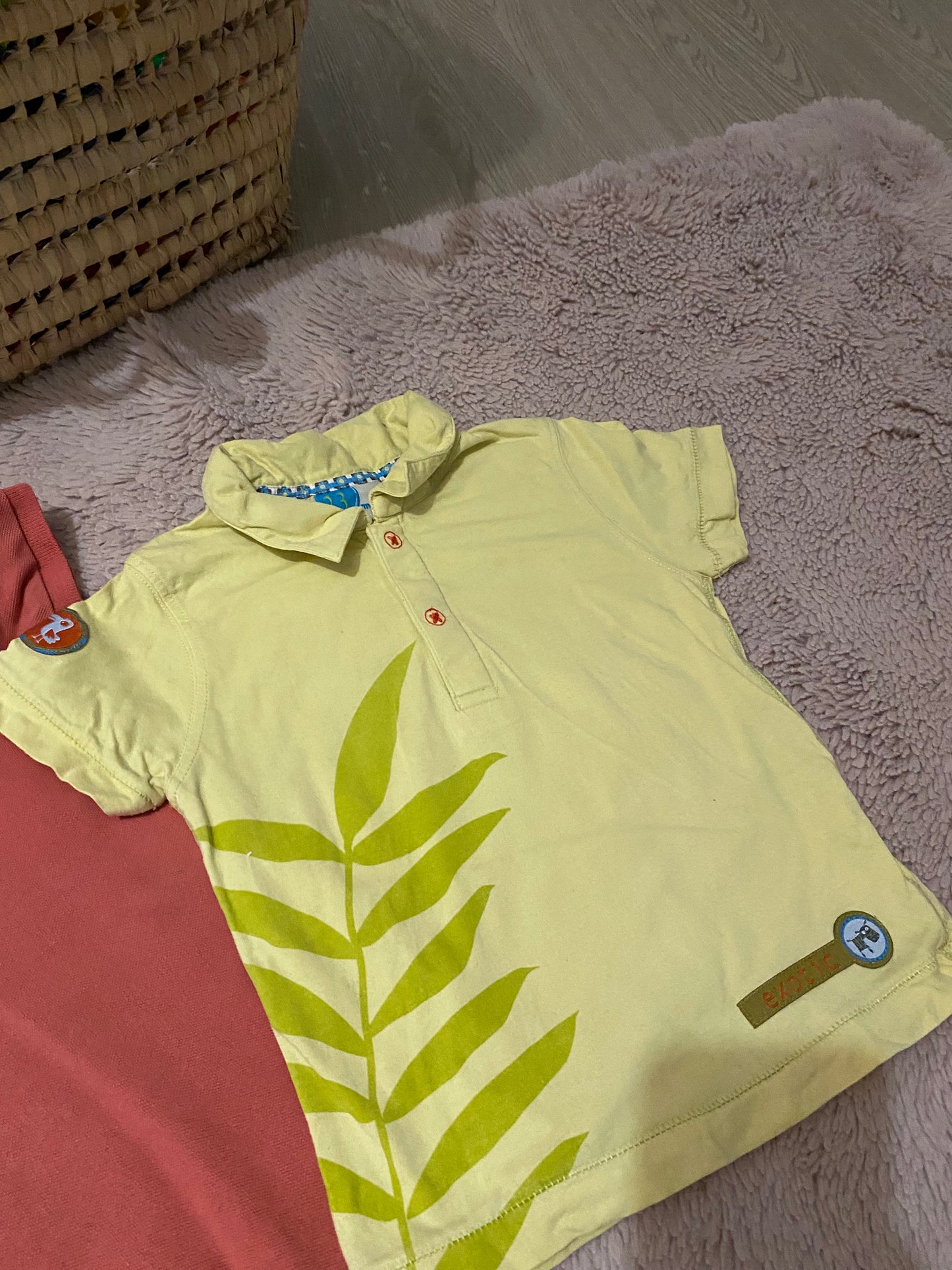 👕 Lot 2 polos bébé 24 mois – manches courtes – vert anis & rouille – ancienne collection