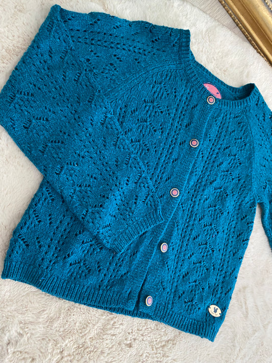 Gilet ajouré bleu – 8 ans