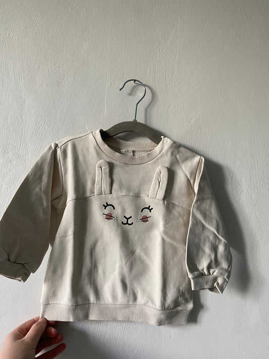 Sweat beige H&M tête de lapin avec oreilles 3D - 12 mois