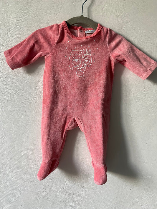 Pyjama dors-bien velours rose TAO (Tape à l'œil) - 1 mois (53 cm)