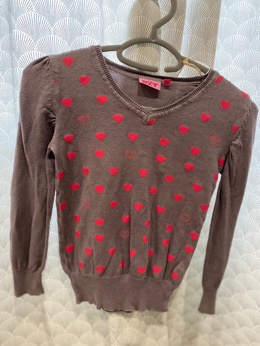 Pull gris à cœur rose – 10 ans – Ancienne collection NKY