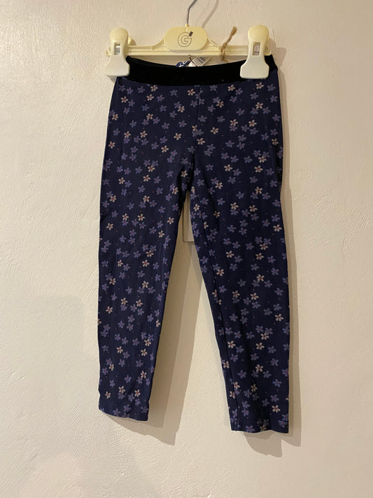 Legging bleu fleuri + bandeau velours noir – Okaïdi – 3 ans 🌸💙