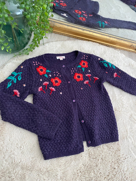 Gilet violet à fleurs – 6 ans