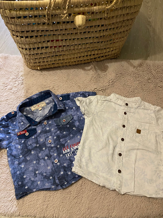 👔 Lot 2 chemises manches courtes bébé – 24 mois – Lee Cooper + Gémo – Très bon état