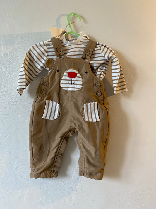 Ensemble bébé t-shirt & salopette petit renne – 3 mois – sans marque